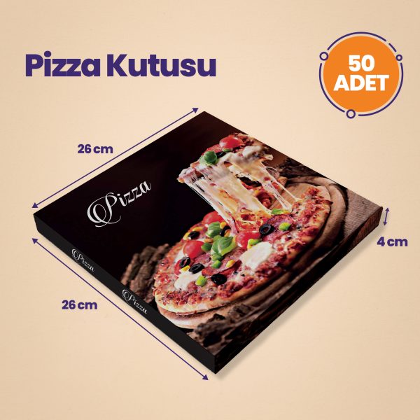UKAPACK-Karton Pide Pizza Kutusu -26X26X4cm 50'li Paket
